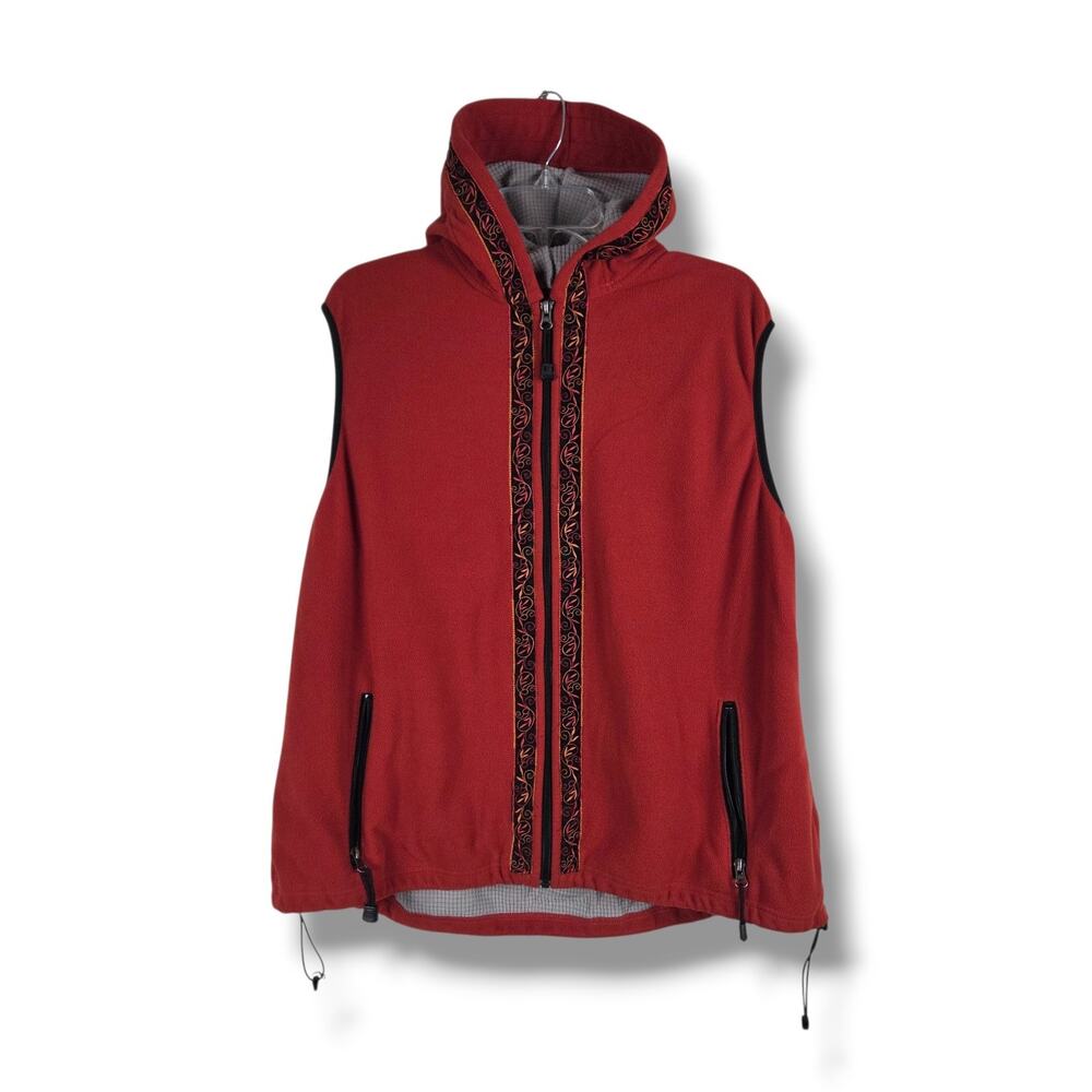 Copper River Fleece Womens Hooded Vest Size XXL Red Orange Outdoors Alaska